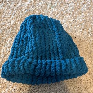 Cozy Blue Knit Handmade Beanie